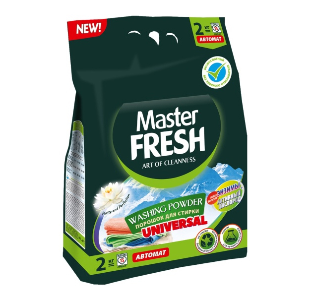 фото Порошок для стирки master fresh universal с активным кислородом, бесфосфатный, 2 кг