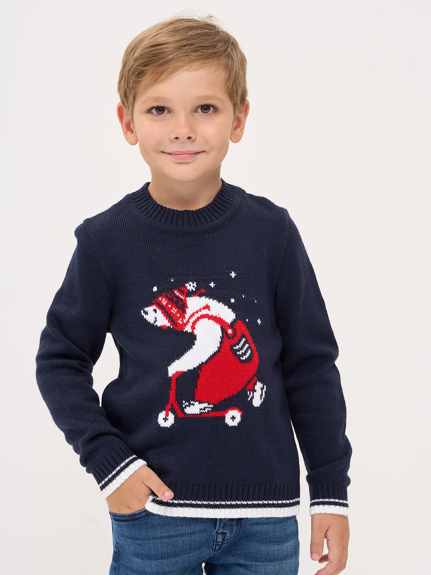 

Джемпер детский VAY 5232-6271, 176 293 0608 пол.ночь белый алый, 116, Синий, 5232-6271