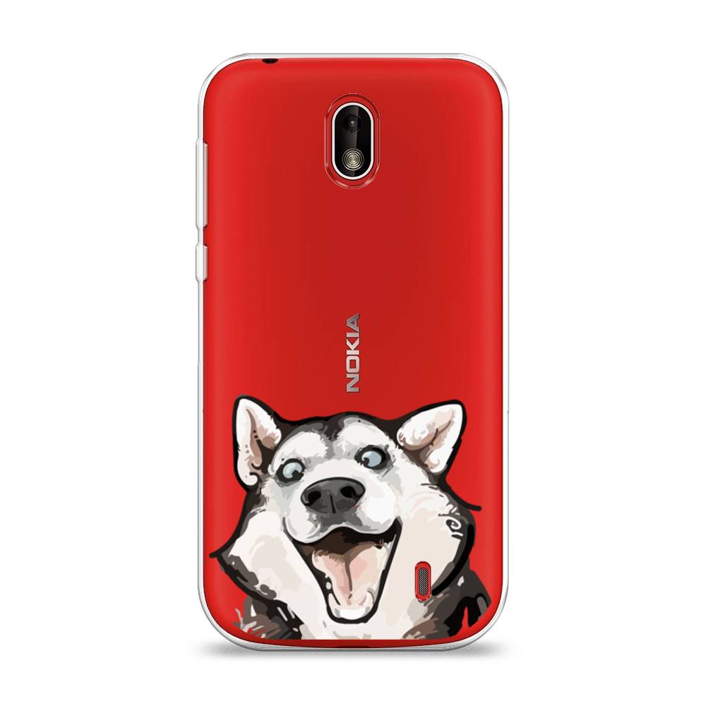

Чехол Awog на Nokia 1 / Нокиа 1 "Радостный хаски", Белый;голубой;черный, 121250-1