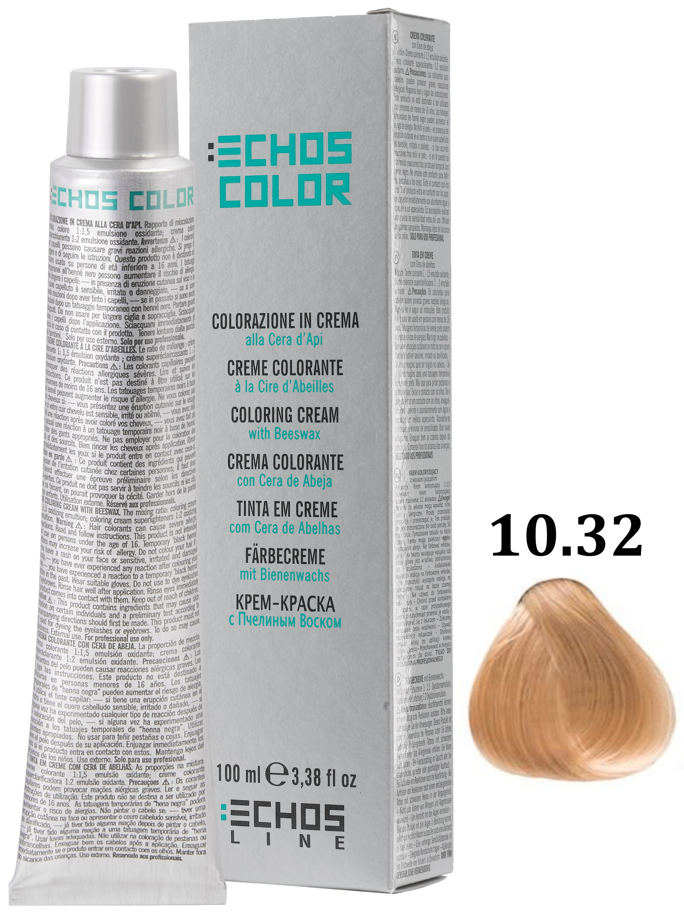 фото Крем-краска для волос echos line echoscolor 10.32 платиновый блонд бежевый 100 мл