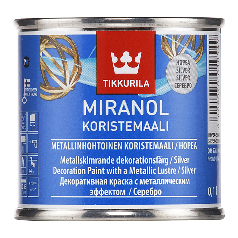 фото Краска tikkurila miranol koristemaali декоративная серебро 100 мл