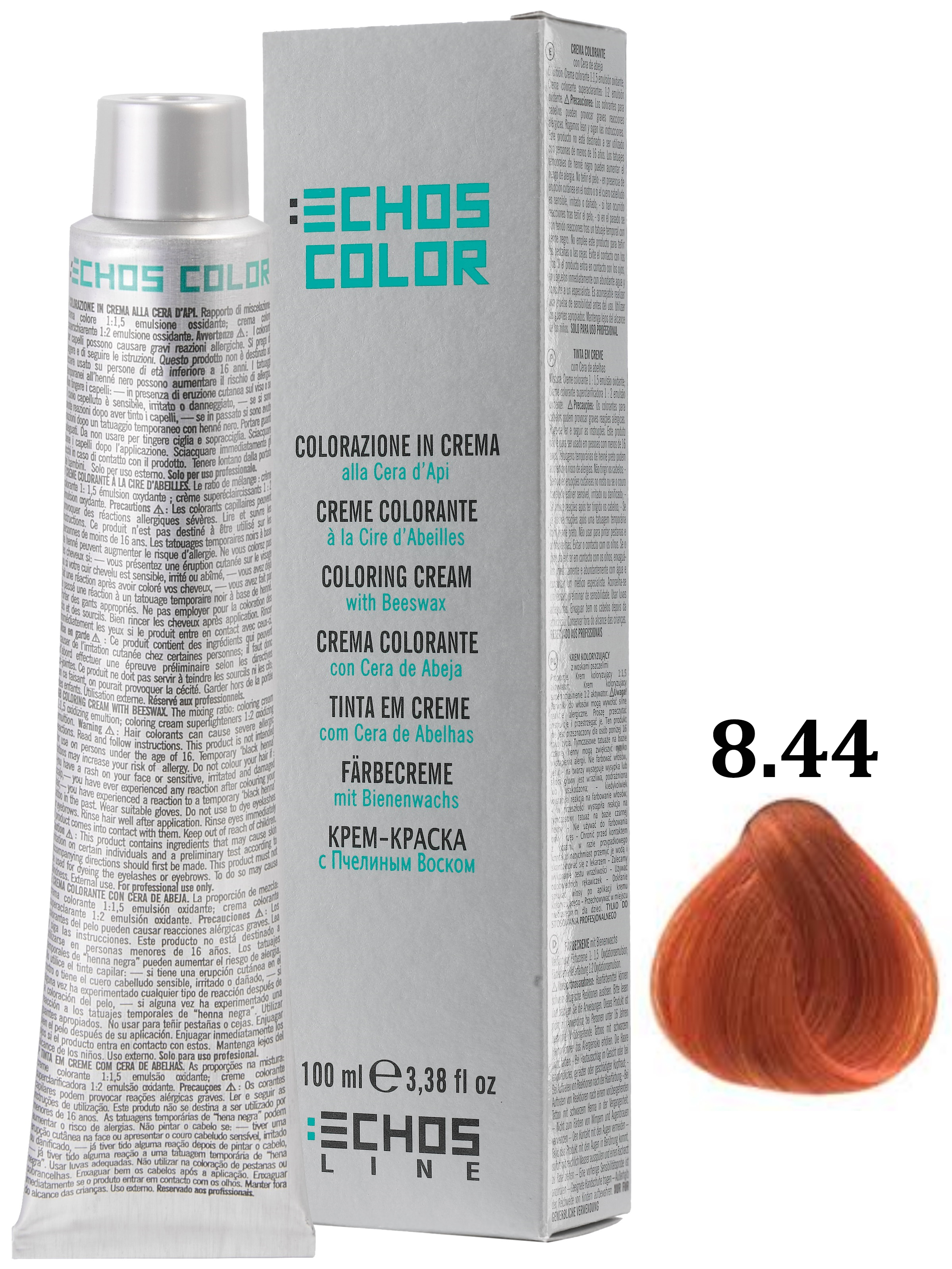 Купить Крем-краска для волос Echos Line ECHOSCOLOR 8.44 светлый блондин насыщенный медный 100 мл