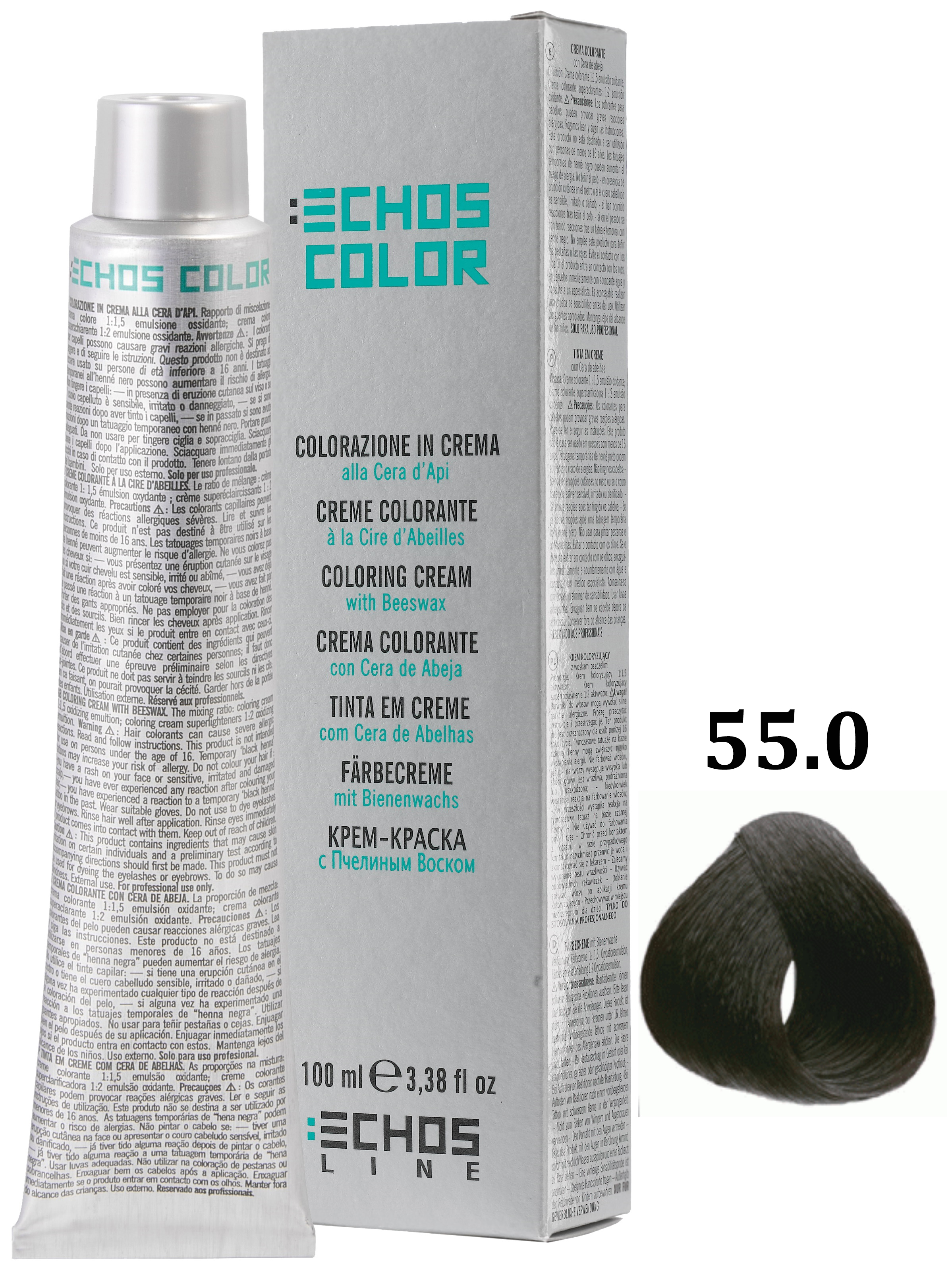 Купить Крем-краска для волос Echos Line ECHOSCOLOR 55.0 светло-каштановый экстра 100 мл