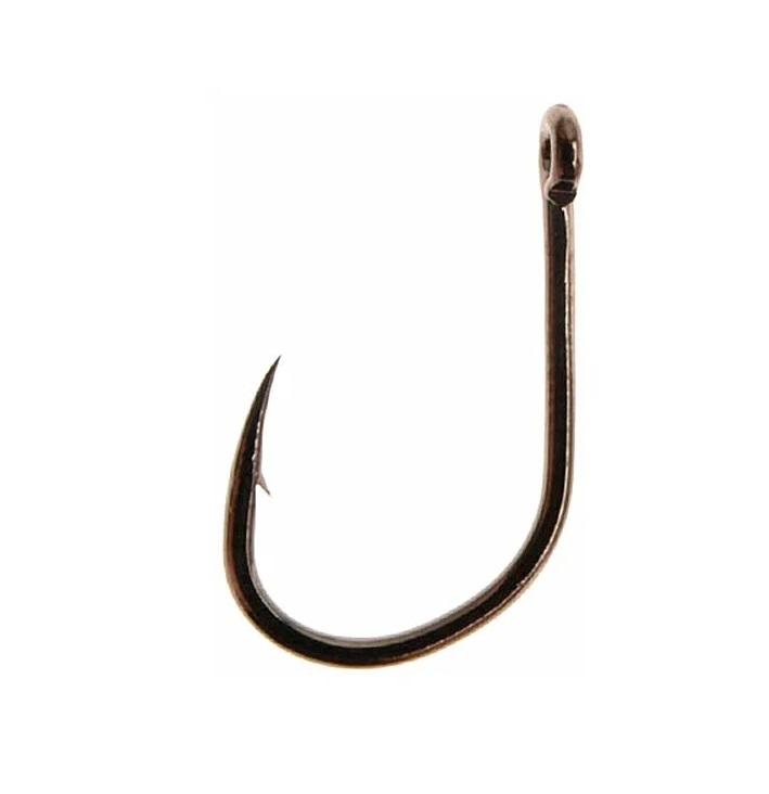 

Одинарные крючки Owner Chod Hook №2 BС, с колечком, загнутое острие, с бородкой, Серый, Iseama with Eye