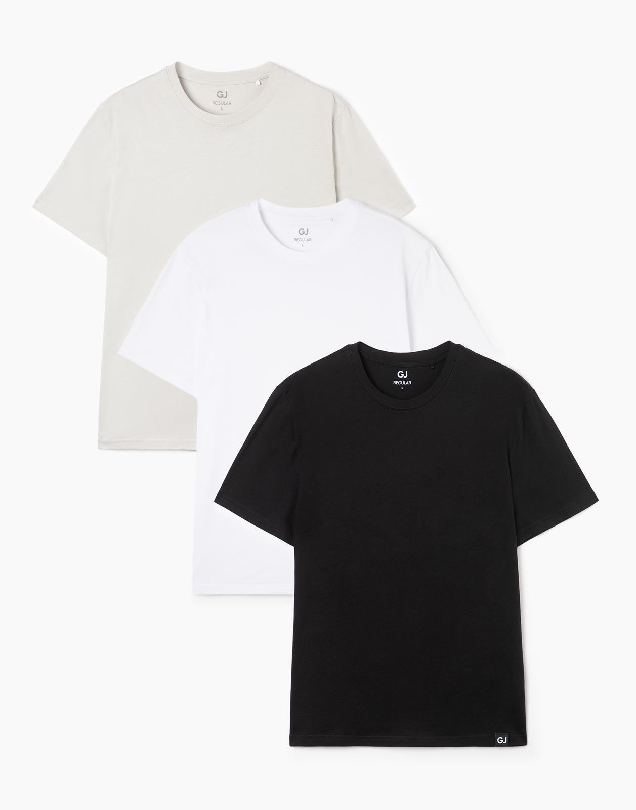 Комплект футболок мужских Gloria Jeans BSE000704 черный; белый; серый 2XL