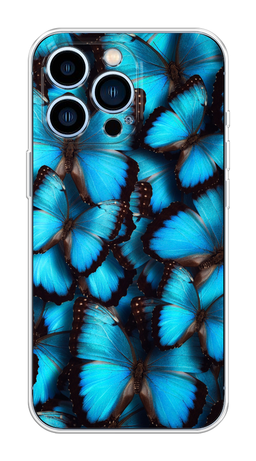 

Чехол на Apple iPhone 13 Pro "Тропическая бабочка 2", Голубой;черный, 14350-1