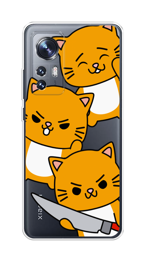 

Чехол на Xiaomi 12/12X/12S "Опасные котики", Оранжевый;серый;белый, 312350-1