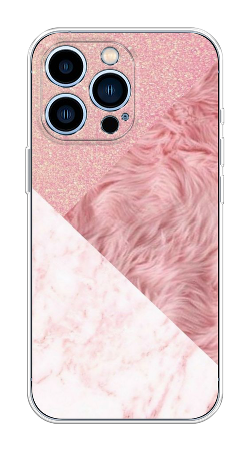 

Чехол на Apple iPhone 13 Pro "Текстурные треугольники", Розовый;белый, 14350-1