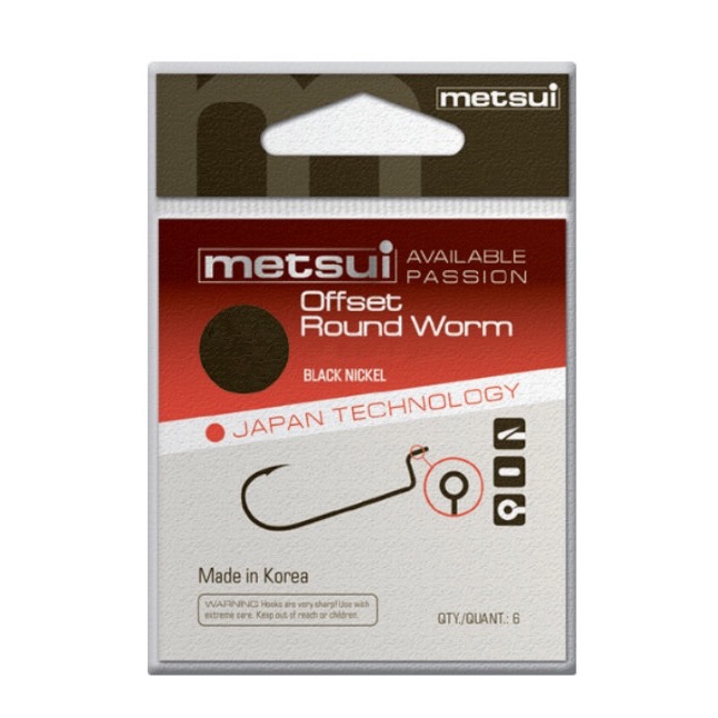 Крючки METSUI OFFSET ROUND WORM цвет bln, размер № 3/0, в уп. 6 шт