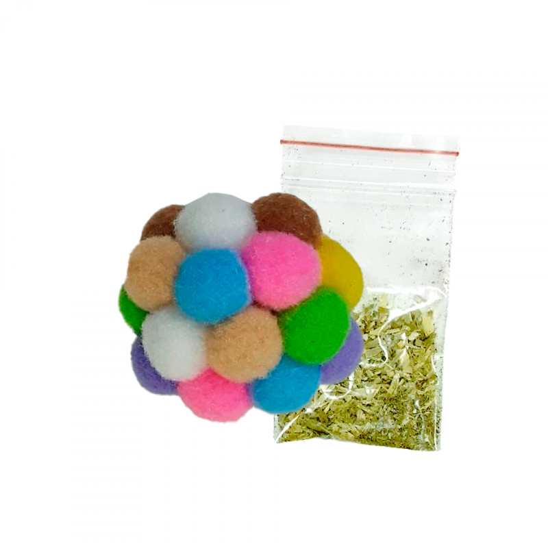 Игрушка для кошек Ambar Мячик - радуга с кошачьей мятой разноцветная