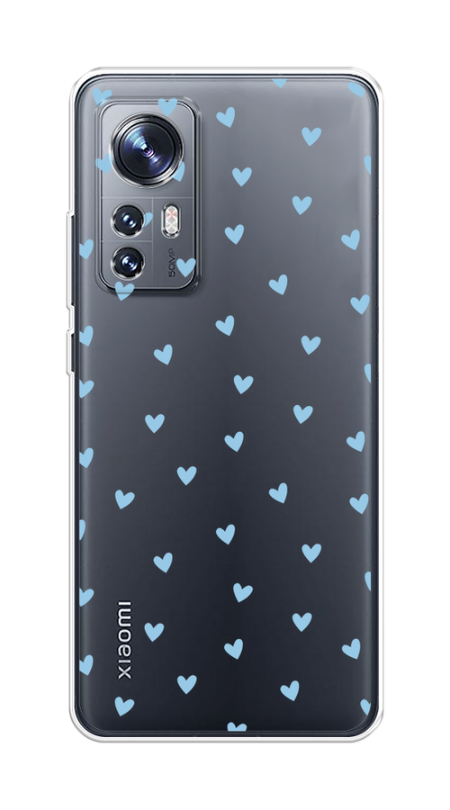 

Чехол на Xiaomi 12/12X/12S "Голубые сердечки паттерн", Голубой;прозрачный, 312350-1