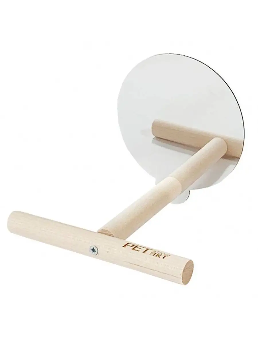 Игрушка для птиц PetStandArt деревянная жердочка с зеркалом 15х9х9 см