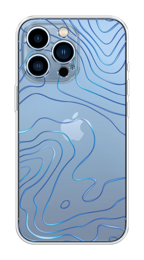 

Чехол на Apple iPhone 13 Pro "Blue lines", Прозрачный;синий, 14350-1