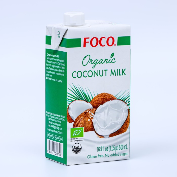 

Кокосовое молоко "FOCO" ORGANIC 500 мл, Tetra Pak