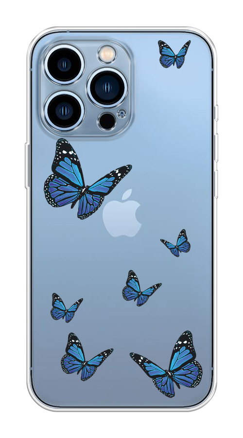 

Чехол на Apple iPhone 13 Pro "Blue butterflies", Синий;черный, 14350-1