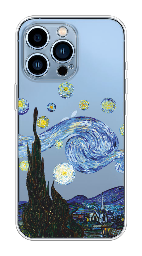 

Чехол на Apple iPhone 13 Pro "Ночь Ван Гога", Голубой;синий;черный, 14350-1
