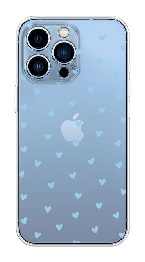 

Чехол на Apple iPhone 13 Pro "Голубые сердечки паттерн", Голубой;прозрачный, 14350-1