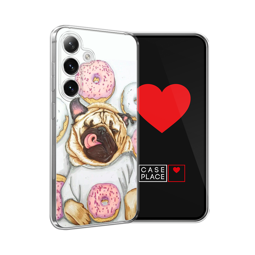 

Чехол на Samsung Galaxy S24 "Счастливый мопс", Розовый;бежевый;коричневый, 2109050-1