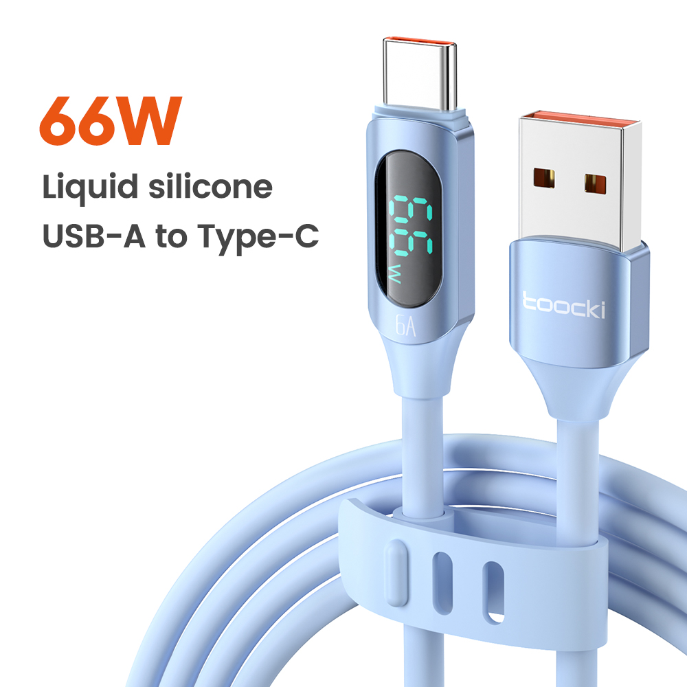 

Кабель Toocki с дисплеем, Type C - USB для быстрой зарядки 66W 1м