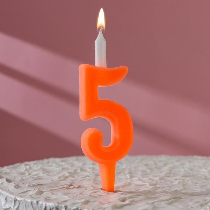

Свеча для торта цифра "Классика", 12 см, цифра "5" оранжевая, Свечи в торт. Яркая классика