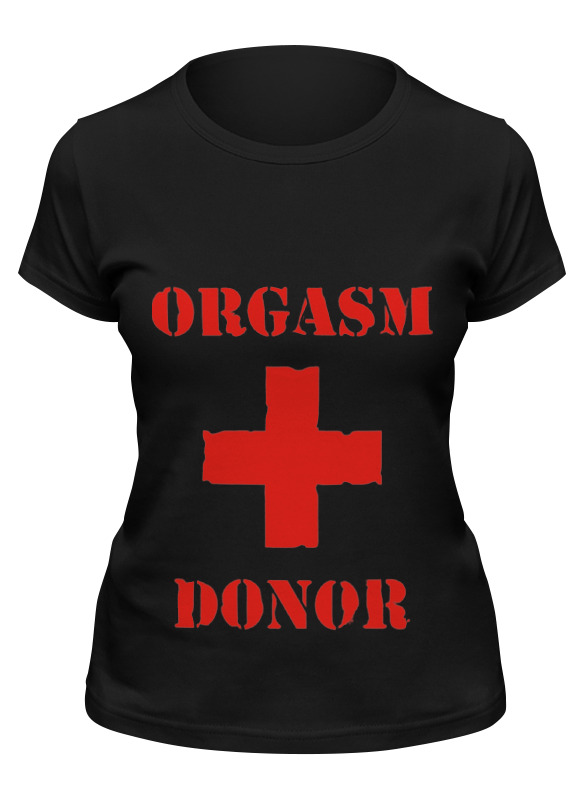 

Футболка женская Printio Orgasm donor черная L, Черный, Orgasm donor