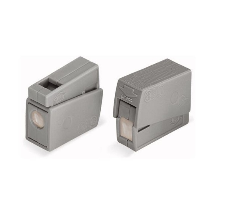 

Клеммник Wago 1+1 (одножил. 1-2,5 мм2 и многожил. 0,5-2,5 мм2) 24-16A Cu/Al 224-111, 40 шт, Серый