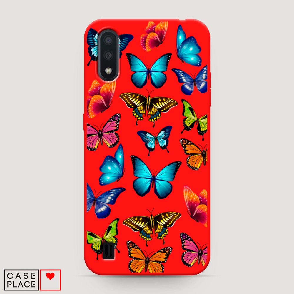 

Матовый силиконовый чехол "Разные бабочки" на Samsung Galaxy A01, Разные бабочки