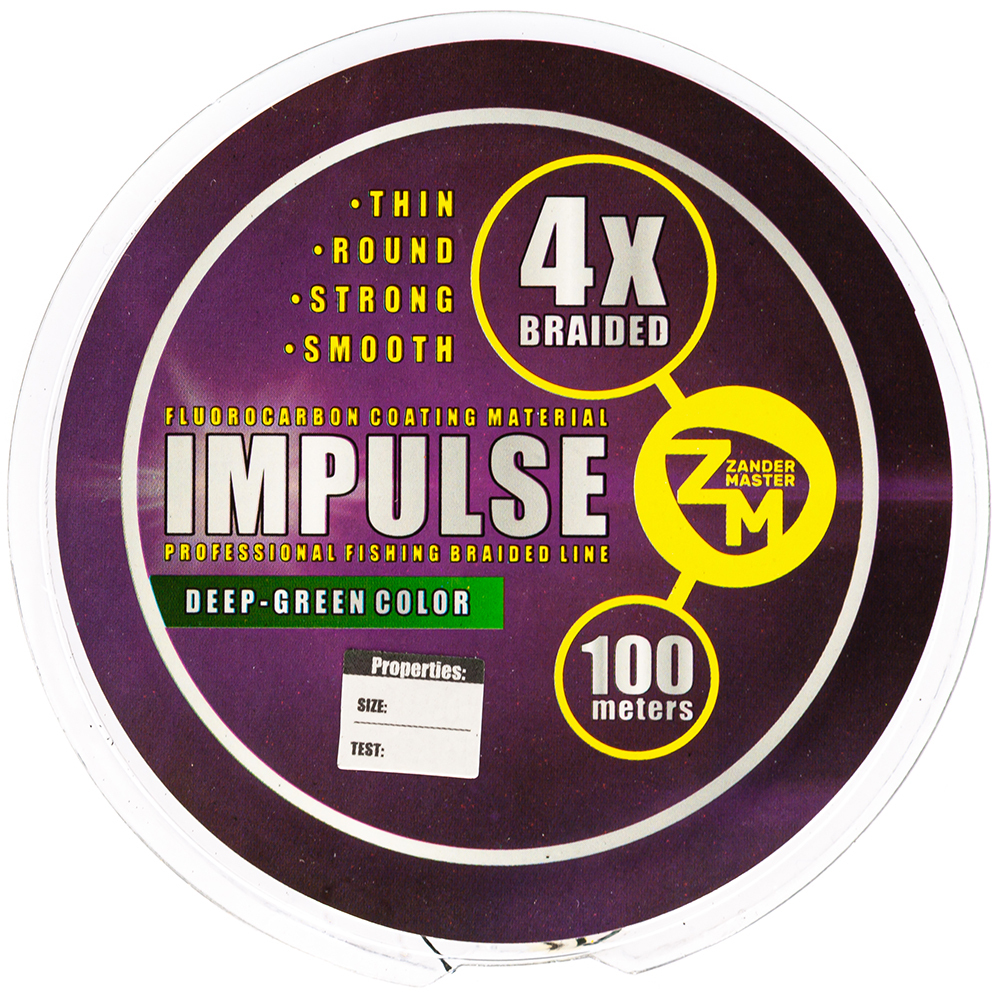 Шнур плетеный Zander Master IMPULSE 100 м, 0.10 мм, т.зеленый, 4.23 кг