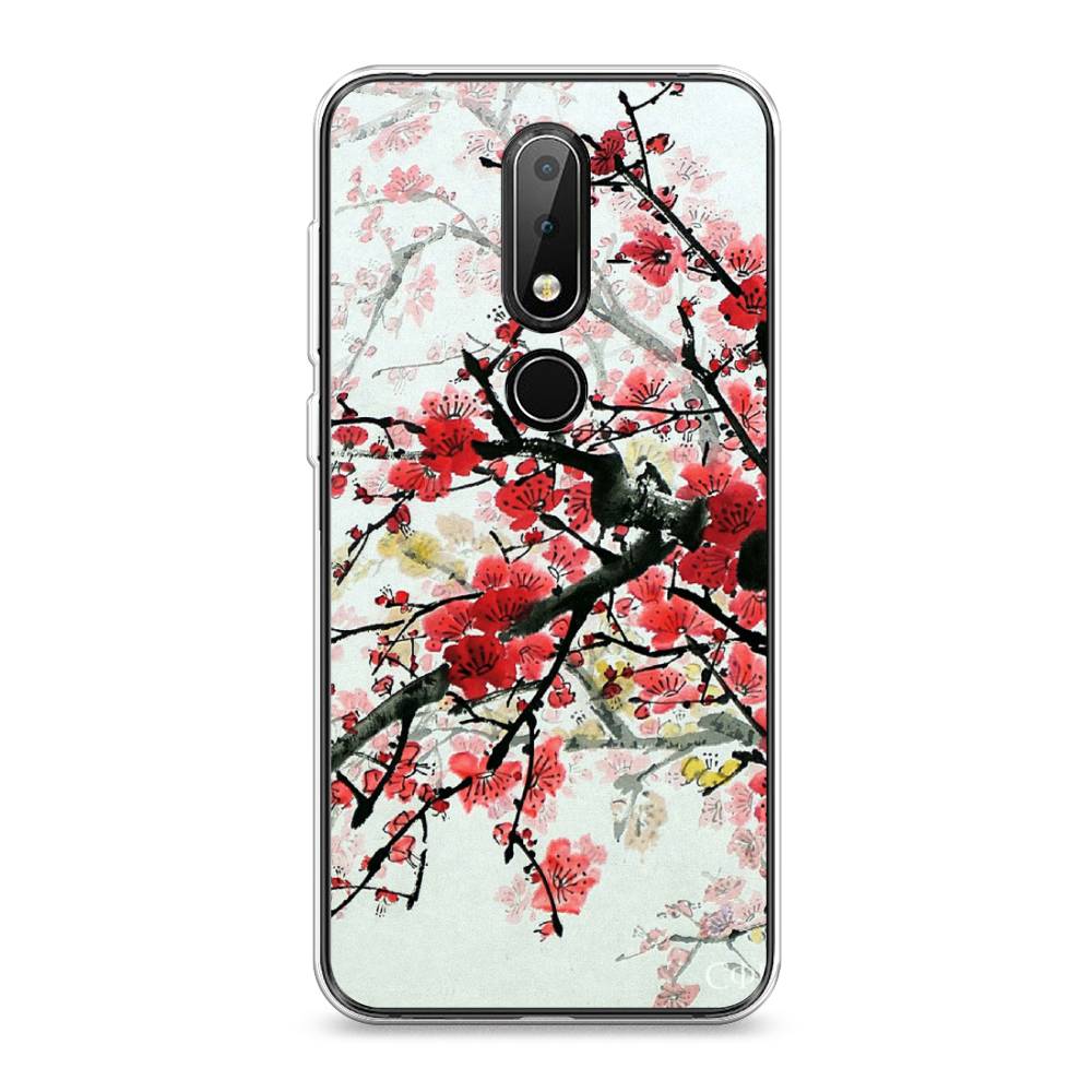 

Чехол Awog на Nokia X6 2018 / Нокиа X6 2018 "Сакура", Розовый;черный, 121450-4