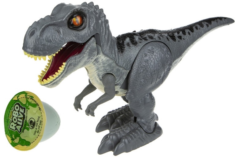 Интерактивный динозавр ZURU RoboAlive серый Робо-Тираннозавр и слайм Т19290 игровой набор zuru roboalive робо тираннозавр и слайм зеленый т19289