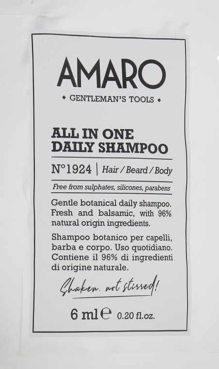 Растительный шампунь FarmaVita Amaro All In One Daily Shampoo 6 мл 150₽