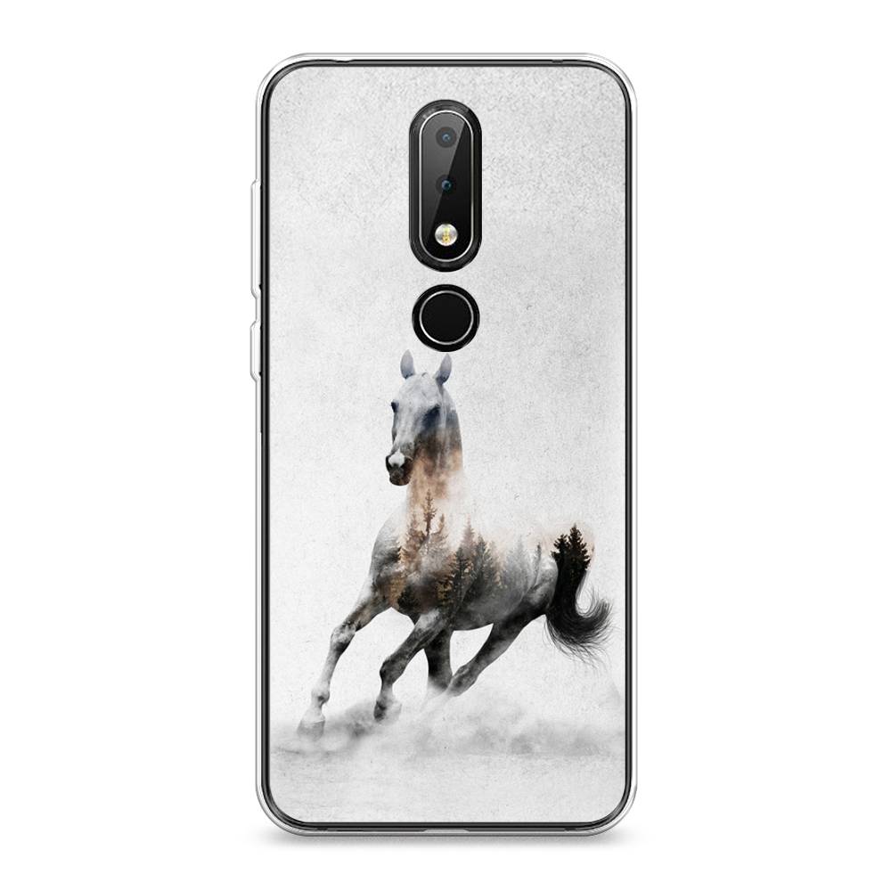 

Чехол Awog на Nokia X6 2018 / Нокиа X6 2018 "Лошадь лес", Серый;черный, 121450-2