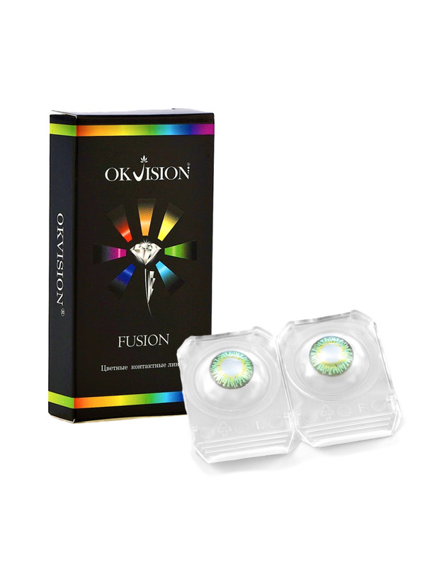 Купить Цветные контактные линзы OKVision Fusion 2 линзы R 8.6 -9.00 Green / Yellow