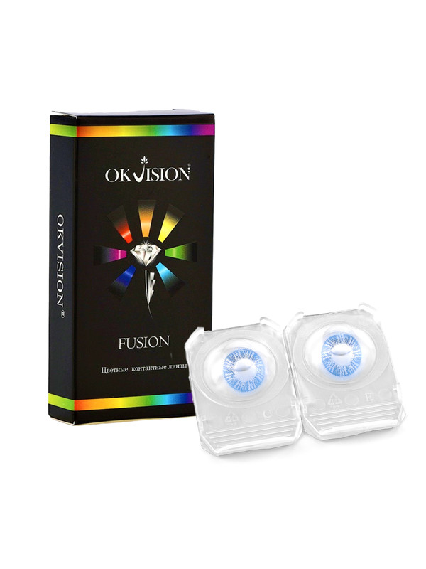 Цветные контактные линзы OKVision Fusion 2 линзы R 8.6 -1.50 Sapphire Blue  - купить со скидкой
