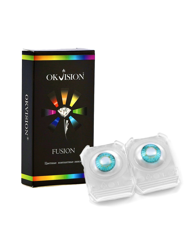Купить Цветные контактные линзы OKVision Fusion 2 линзы R 8.6 -4.50 Turquoise