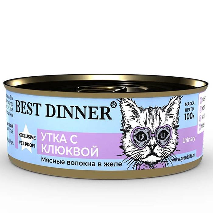 Консервы для кошек Best Dinner Urinary, утка с клюквой, 5шт по 100г