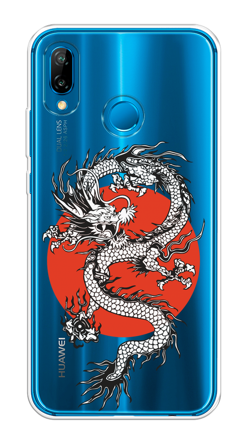 

Чехол на Huawei P20 Lite/Nova 3E "Восходящий дракон", Белый;черный;красный, 64450-1