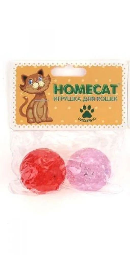 Игрушка для кошек, Homecat мячи пластиковые с колокольчиком, 4 см, 2 шт