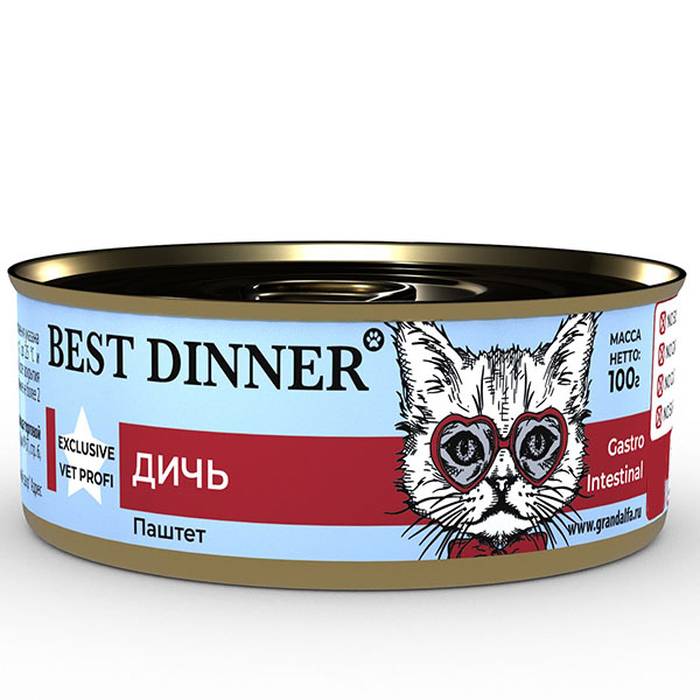 Консервы для кошек Best Dinner Gastro Intestinal, дичь, 5шт по 100г