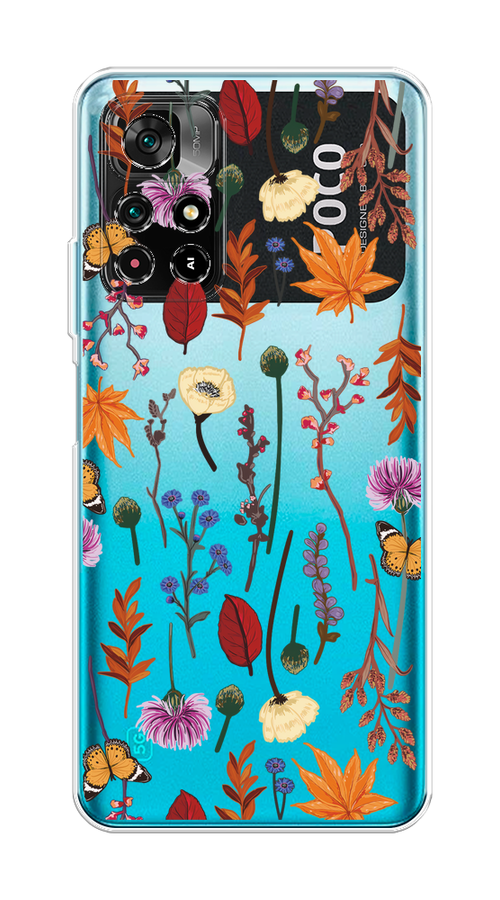 

Чехол на Poco M4 Pro 5G, Xiaomi Redmi Note 11S 5G "Orange Purple flowers", Оранжевый;красный;розовый;желтый;прозрачный, 313650-1