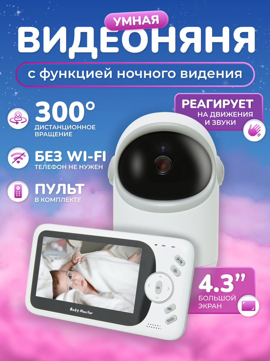 Видеоняня Baby Monitor CAM1 Life Project видеоняня qvatra беспроводная wi fi повортная 360 градусов белый qvcam ip nny