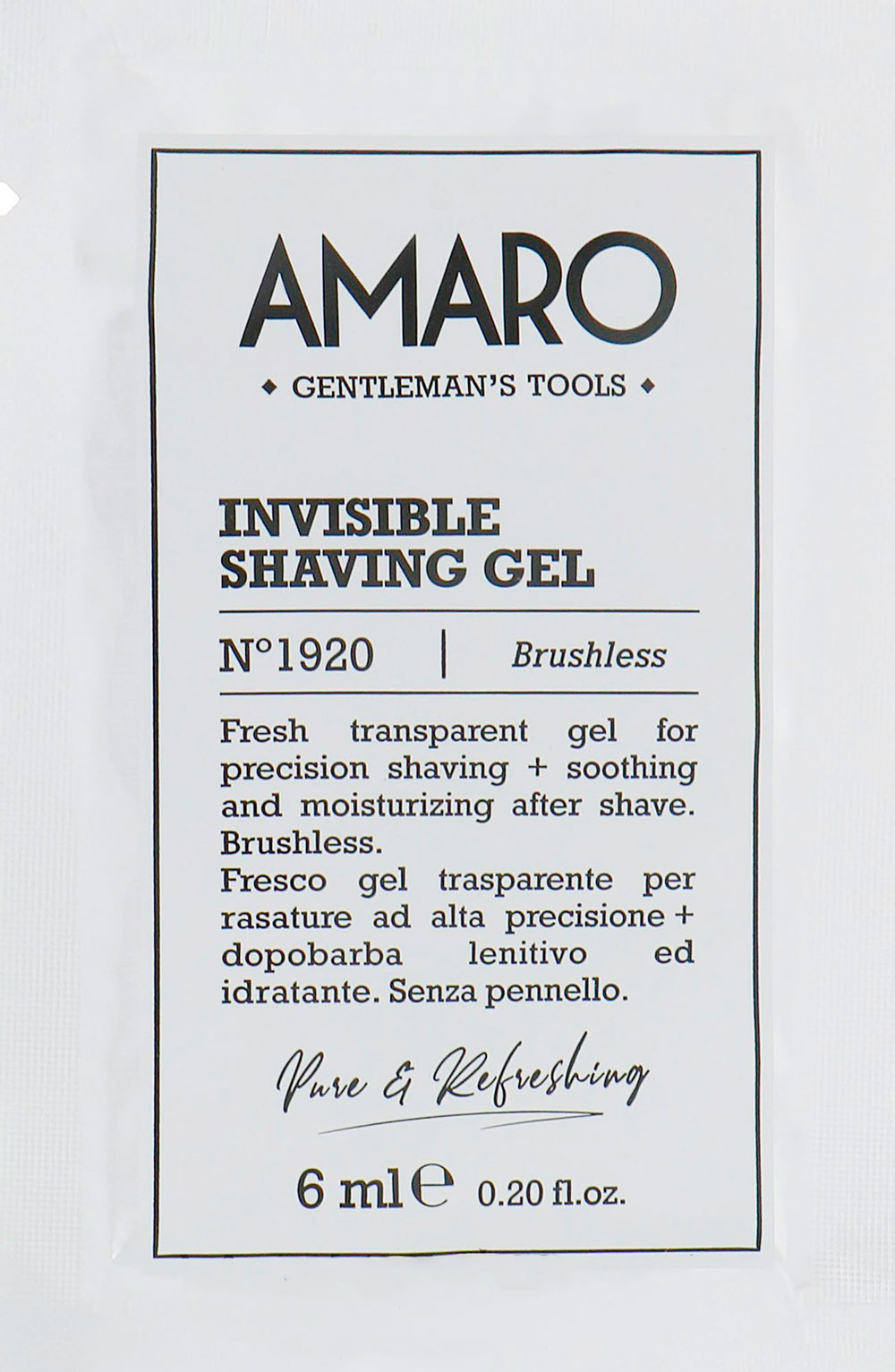 Прозрачный гель для бритья FarmaVita Amaro Invisible Shaving Gel 6 мл