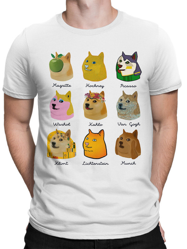 фото Футболка мужская design heroes мемная собака doge - ван гог и фрида кало белая 2xl