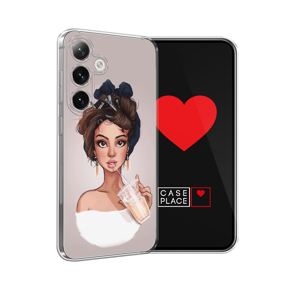 

Чехол на Samsung Galaxy S24 "Девушка с фраппе", Серый, 2109050-1