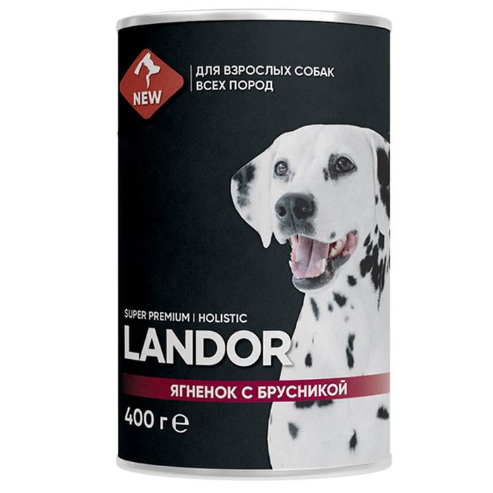Влажный корм для собак Landor консервированный ягненок с брусникой 400 г