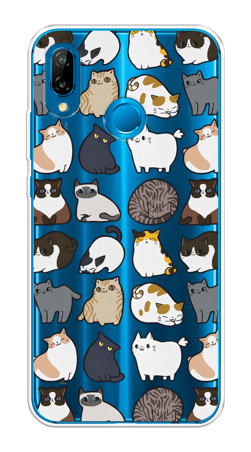 

Чехол на Huawei P20 Lite/Nova 3E "Милые котики", Прозрачный;белый;серый, 64450-1