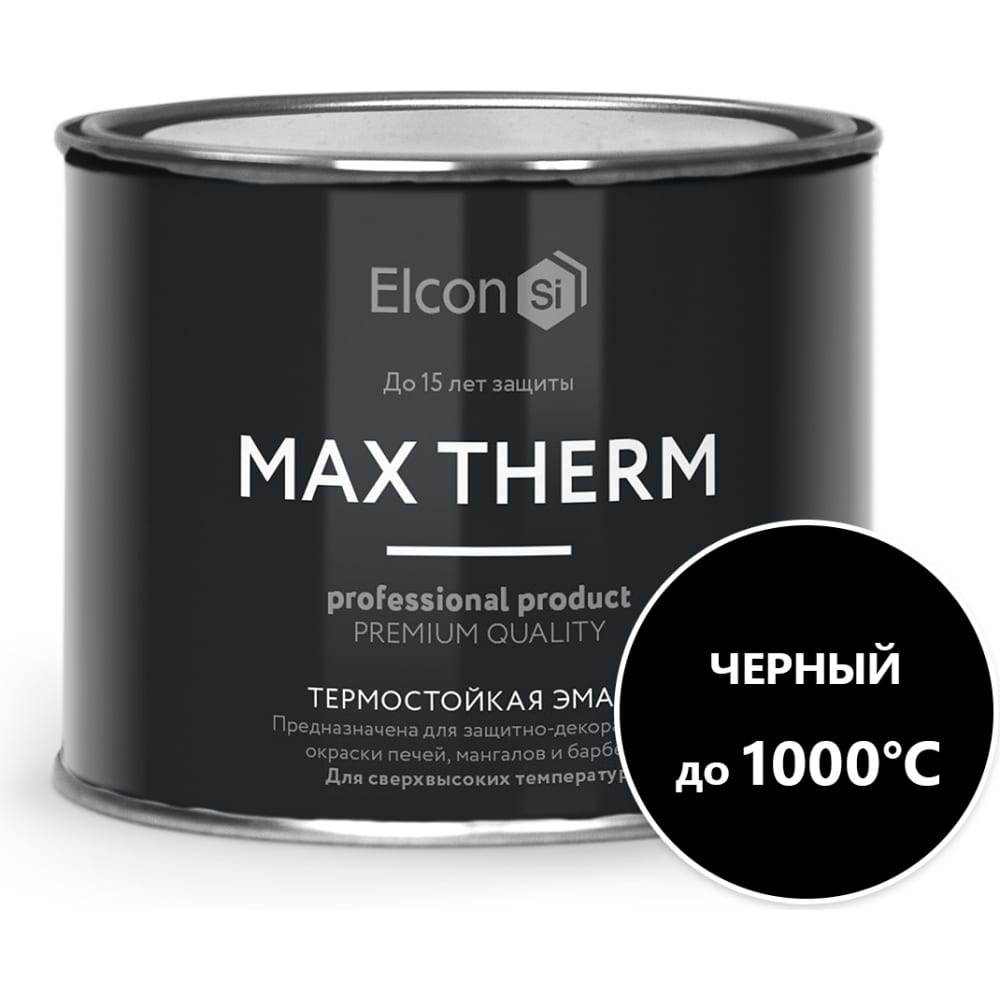 фото Термостойкая эмаль elcon max therm черная, 1000 градусов, 0,4 кг 00-00002903