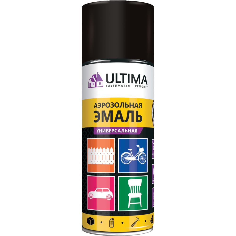 Универсальная аэрозольная эмаль ULTIMA (черный грунт; 520 мл) ULT013