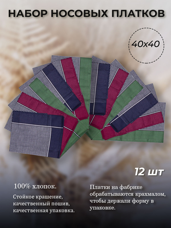 

Комплект носовых платков мужских Etteggy 45430(12) разноцветных, Разноцветный, 45430(12)