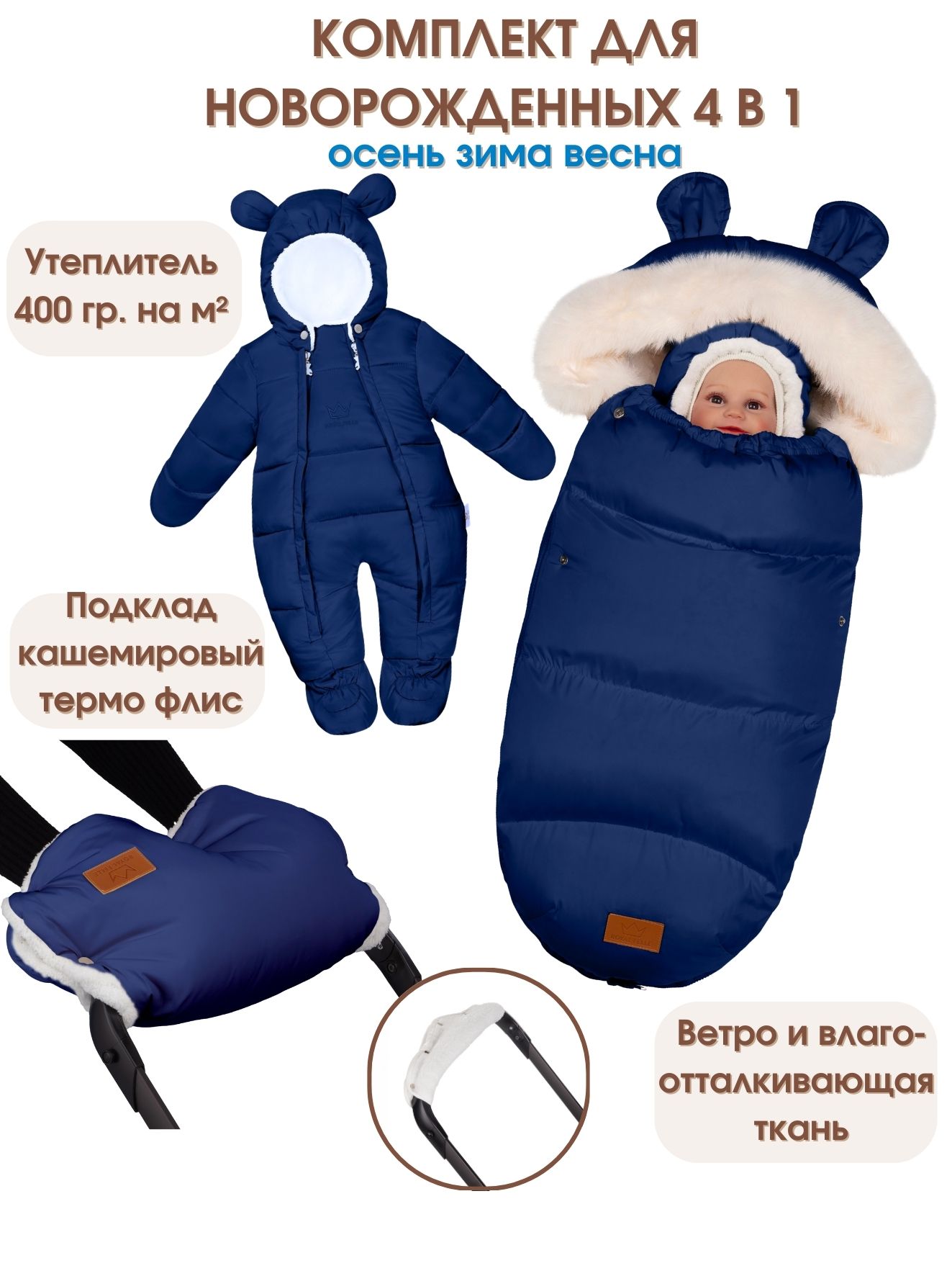 Комплект для новорожденного ROYAL FELLE Cloud Snoy Comfort, Blue, 56-66